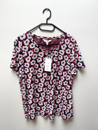Seasalt Cornwall Siren Song geblümtes Top Größe 16 neu rot weiß