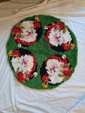 Handmade latch Hook vintage santa Rug Christmas