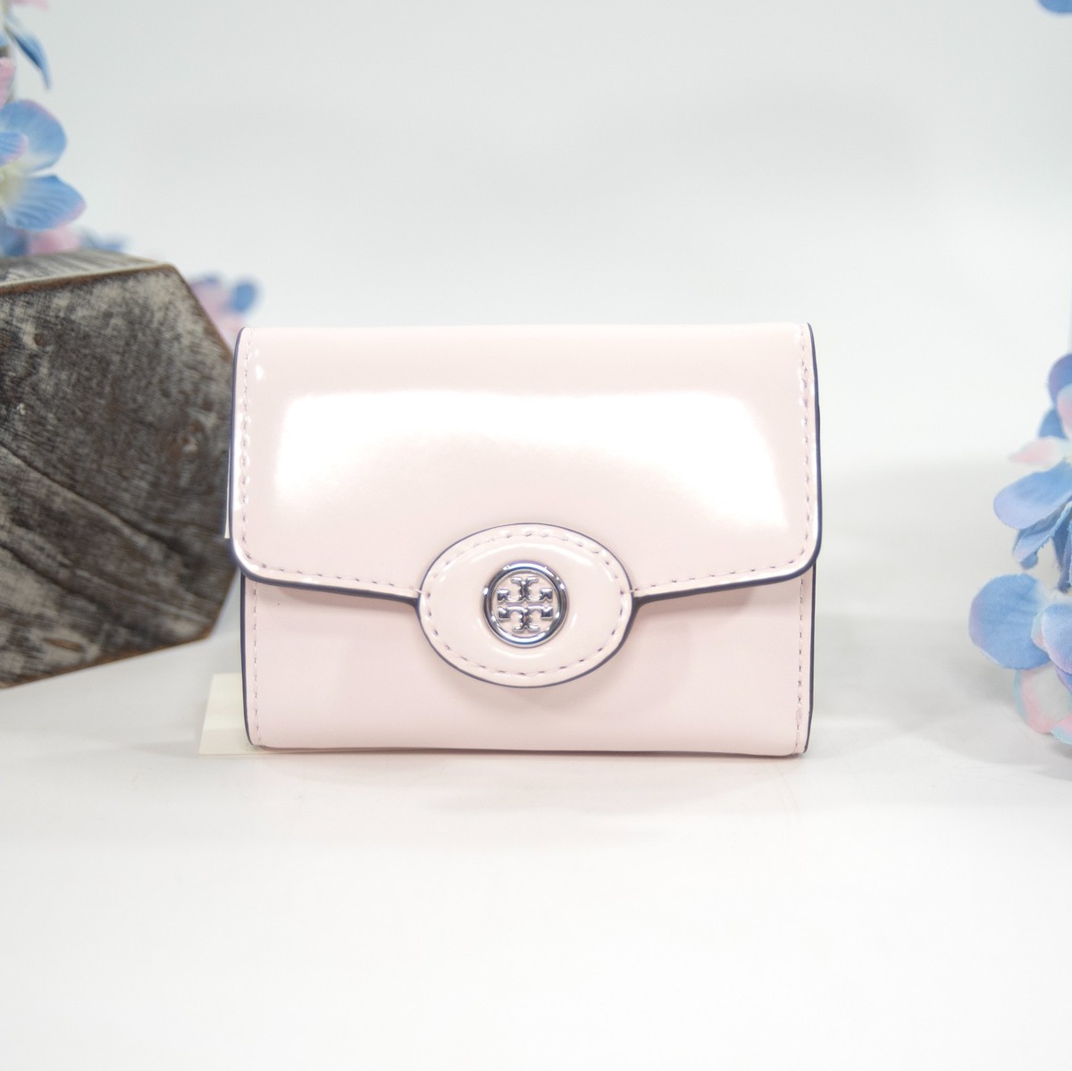 Tory Burch Pink Lily Robinson Spazzolato Leather Compact Small