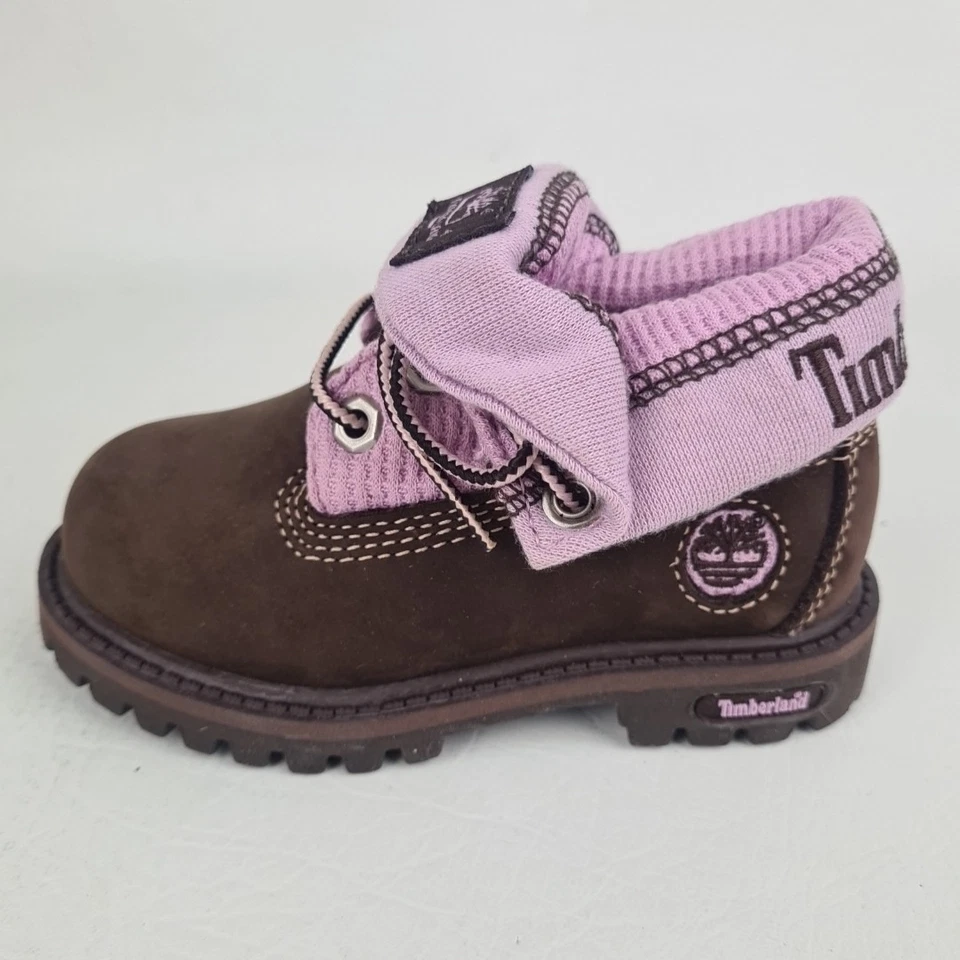 🚨 Timberland рулон верхний шестигранный малыш ботинки 29857 водонепроницаемый коричневый кожаный размер 8 - Изображение 2 из 4