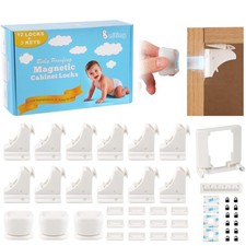 Magnetic Cabinet Locks for Baby Proofing, 12 Pack with 3 Keys