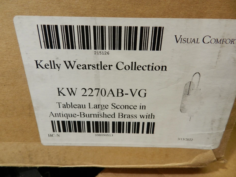 Visual Comfort KW 2270AB Kelly Wearstler Tableau 18" Sconce Antique Brass Y47K - Image 3 of 4