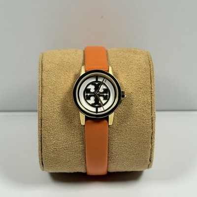 Tory Burch TBW4035 Reva Ivory Dial Orange Leather Strap Women's