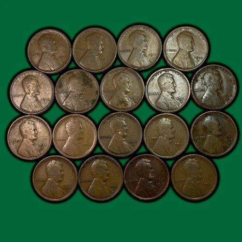 1915-D Lot of 18 Lincoln Wheat Cents Good G Coins #34905