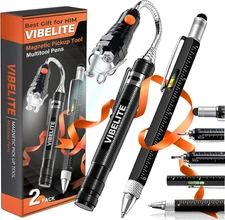 Magnetic Pickup Tool and 6 in 1 Multitool Pen with Touch Screen Stylus, Rulers, 