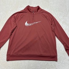 Nike Dri Fit Quarter Zip Long Sleeve Pullover Shirt Womens Large Mauve Running