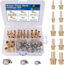 KOOTANS 32PCS Brass Hose Barb Fittings Barb to NPT Male Thread Adapter Kit 3/16"