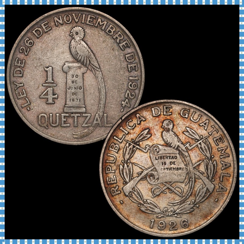 Guatemala - 1/4 Quetzal - 1926 - KM#243 - Item #2 - Silver .720 - 0.193 ASW