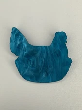 Plastic Acrylic Hen on Nest Chicken Teal Blue Pearlescent Magnet