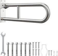 Toilet Grab Bar, Bathroom Safety Handrail Wall Mounted, 304 Stainless Steel Flip