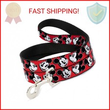 Buckle-Down Pet Leash - Mickey Mouse Expressions Red/Black/White - 6 Feet Long -