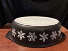 Vintage Pyrex Black Snowflake Casserole 2-1/2 qt # 045 NO LID