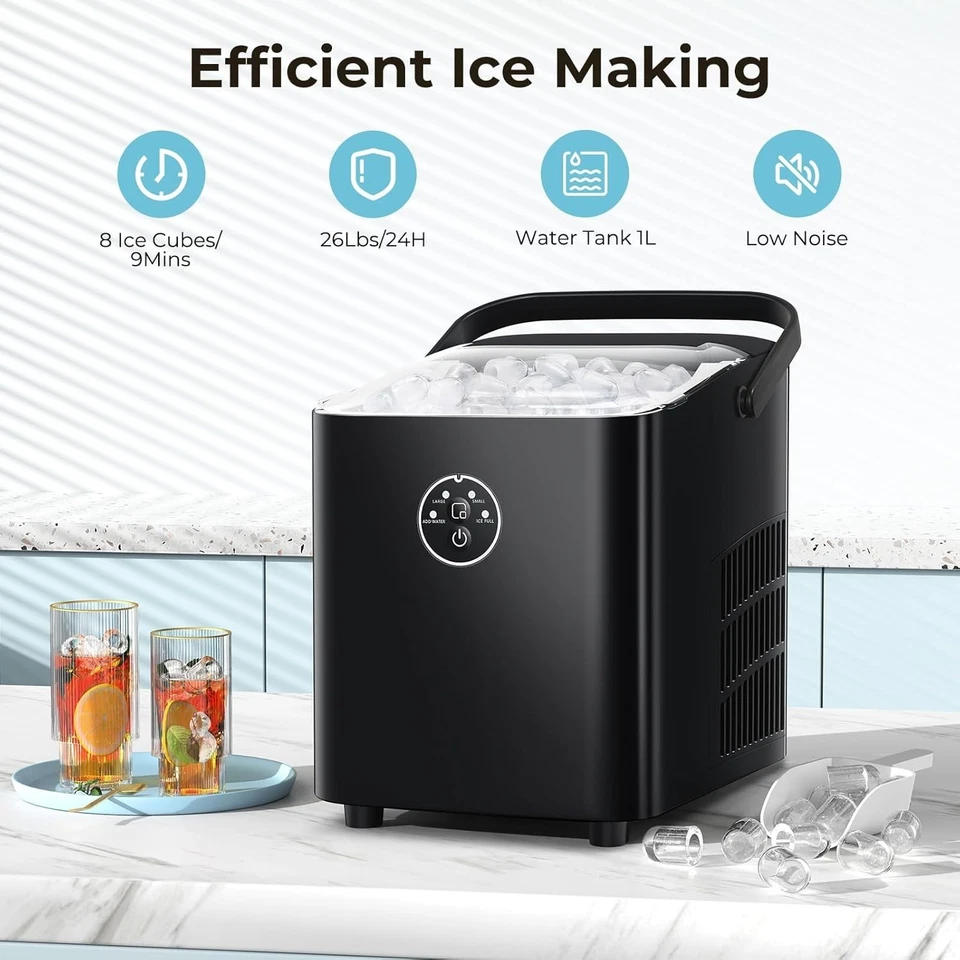 Countertop Ice Maker with Handle, 8 Bullet Ice Ready in 6 Mins, Self-Cleaning - Image 3 of 4