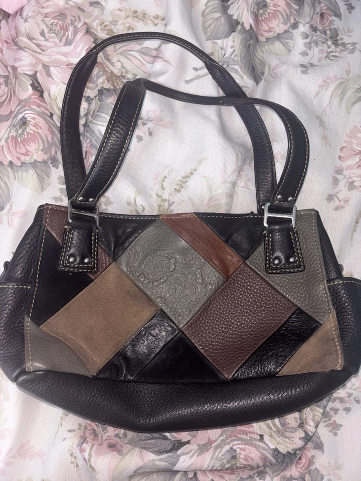 Fossil Handbag Vintage Y2k 2000s Suede and Leather Shoulder Bag Boho Hobo - Imagem 2 de 4