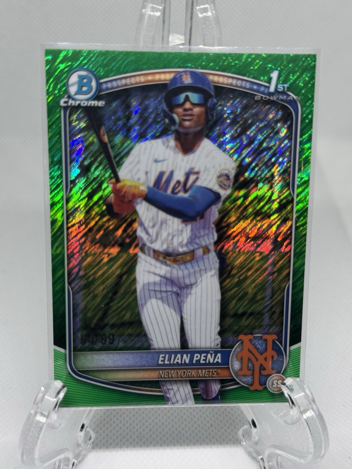 2025 Bowman Chrome Prospects Elian Pena #BCP-155 Green Shimmer Refractor /99
