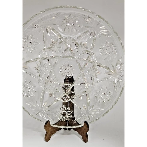 Vintage Pressed Cut Glass 11 Inch Platter Anchor Hocking Antique