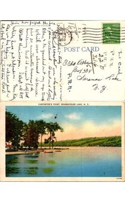 1950 Carpenter's Point Skaneateles Lake Onondaga NY Postcard E-4706  Finger