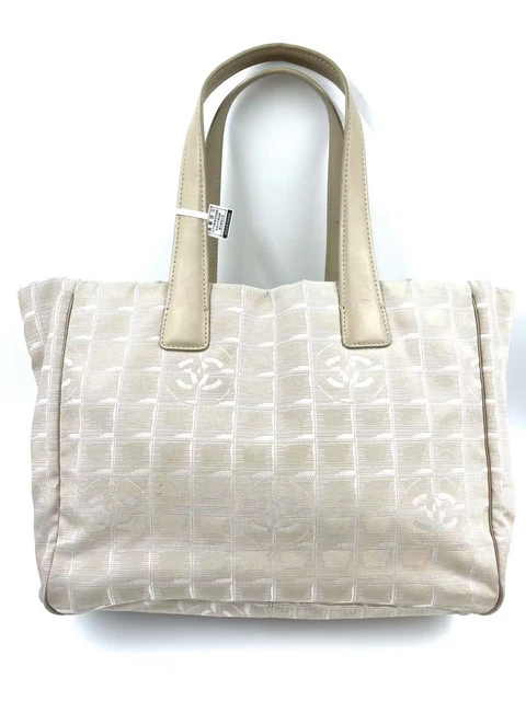 10.11 16 Chanel Travel Line Beige Jacquard Nylon Handbag