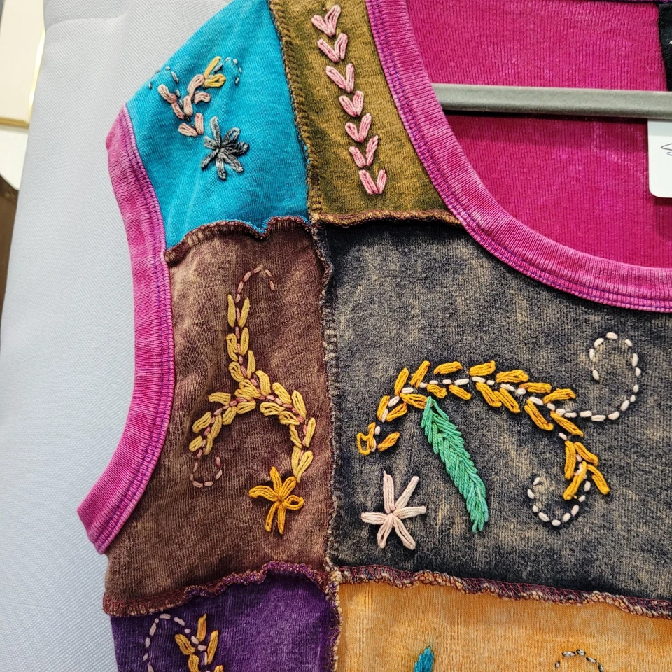 Top caprichoso para mujer años 90/Y2K bordado retazos sin mangas Foto 3 de 4