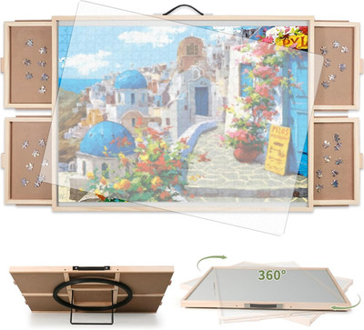 1500 Piece 2 in 1 Tilting Rotating Puzzle Table with 4 Drawers and Cover