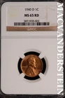 1940-D Lincoln Wheat Cent - NGC MS 65 RD - Scarce  No Reserve  #SLK404