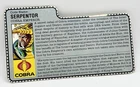 Vintage 1987 GI Joe Cobra Serpentor Action Figure Cobra Emperor File Card