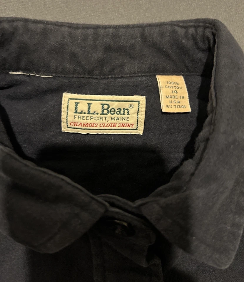 L.L. BEAN Vintage Black Chamois Cloth Made in USA Women's Work Button Shirt 14 - Image 2 of 4