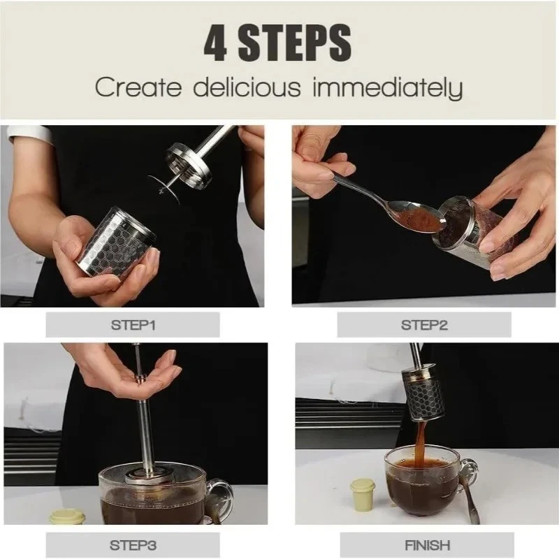 Infusor de café de acero inoxidable de viaje con infusor de café de prensa final portátil