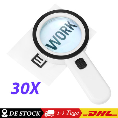 Magnifying Glass with Light, 30X Handheld Large White