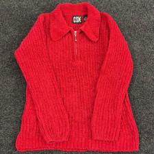Cherry Stix Kids Sweater Youth 10/12 Red Ribbed Collared 1/2 Zip Knit Pullover