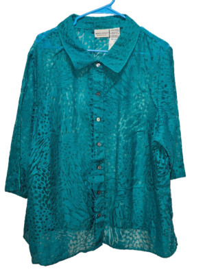 White Stag FLO NEW  Woman's 2 pc burnout top/tank size 18W-20W~Turquoise animal