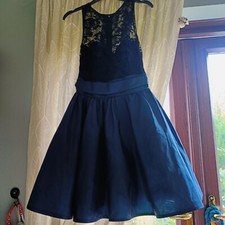 ROCO Party Evening Dress Black and Navy Blue with Tulle Petticoat Size 10 Eu 36