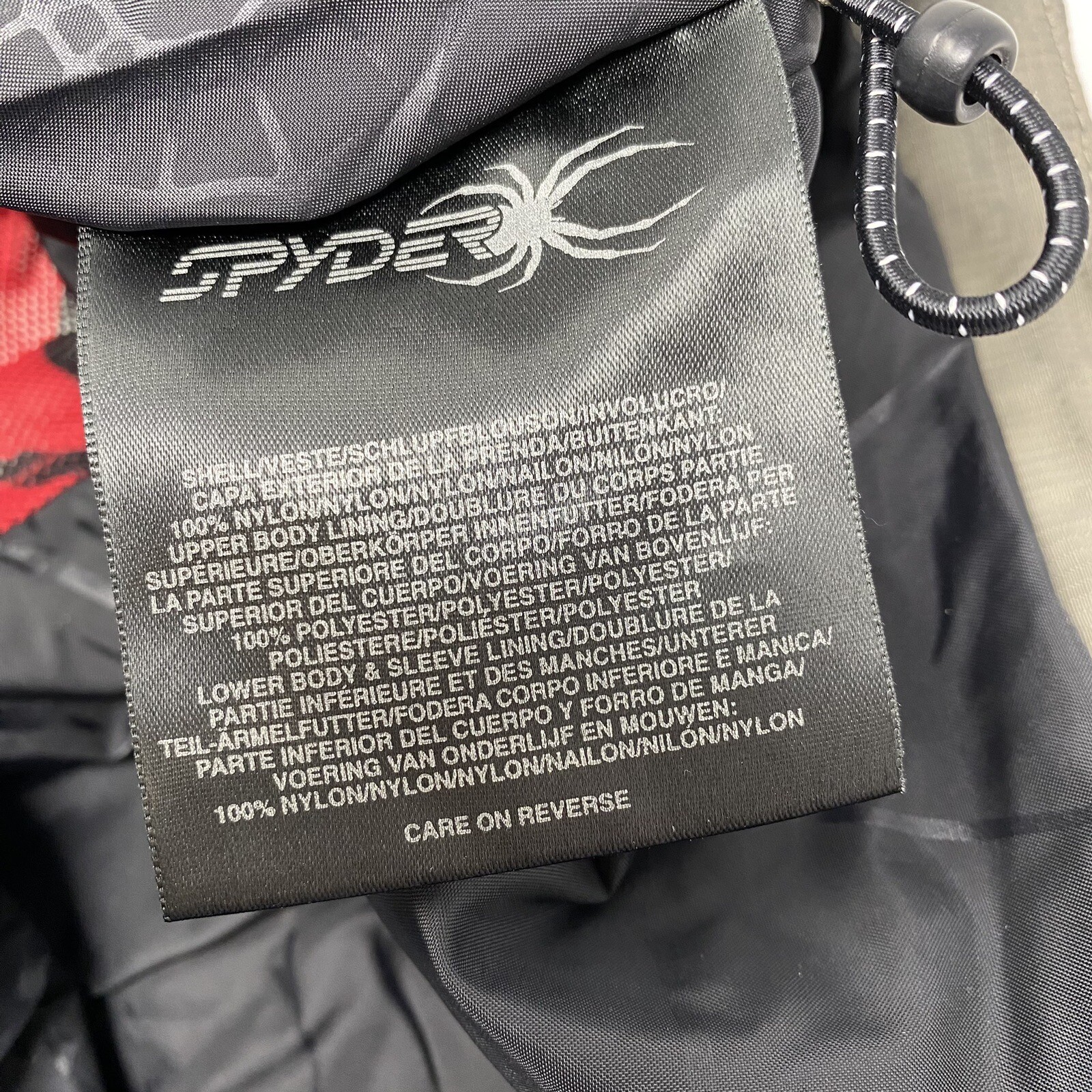 Spyder Men's Large XT Grey Black Ski Snowboard Packable Hood Full Zipper Jacket