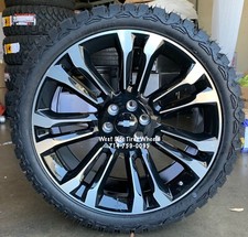 24 Inch Fr55 Black Machine Wheels 33 Mud Mt Tires Silverado Tahoe Yukon Sierra