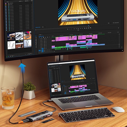 M.2 NVME SATA SSD USB-C HUB Enclosure Adapter USB3.2 PD100W 10Gbps 4K HDMI SD/TF - Picture 11 of 30