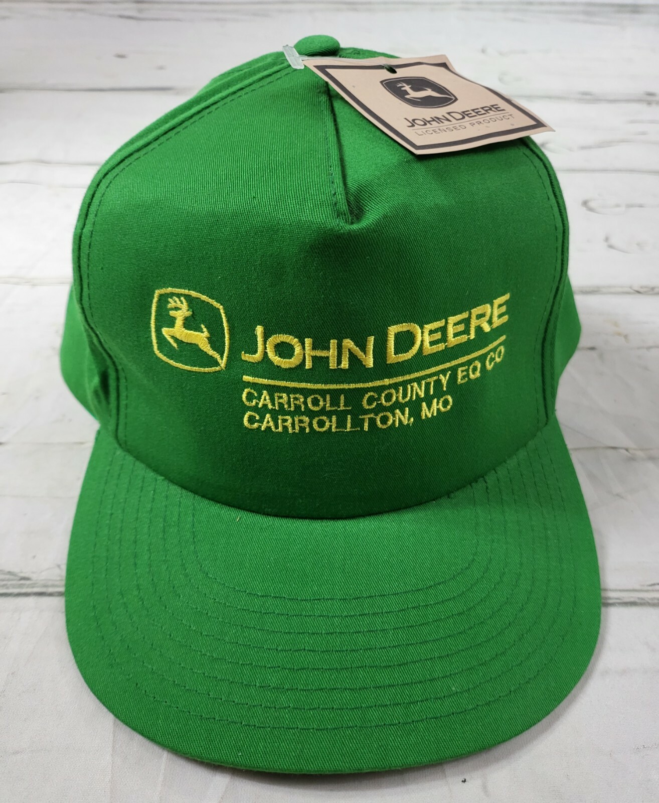 Vintage John Deere Carroll County Equipment Co Green Adjustable Baseball Cap NWT