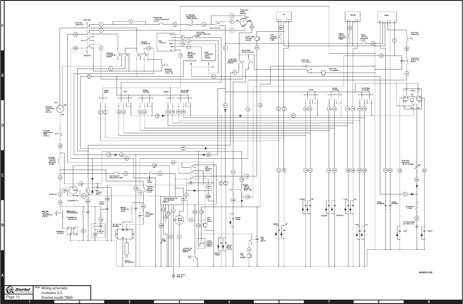 Snorkel TB60 Aerial Boom Lift Electrical Wiring Diagram Schematic