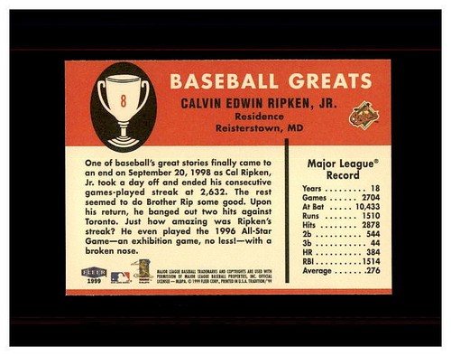CAL RIPKEN JR. HUGE YOU U PICK SEE EVERY CARD 100,S HIGH GRADE CARDS ORIOLES - Picture 443 of 499