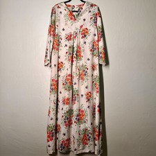 VTG 1970 Lisanne Kaftan Caftan Robe Loungewear Nightgown Mumu House Coat Floral