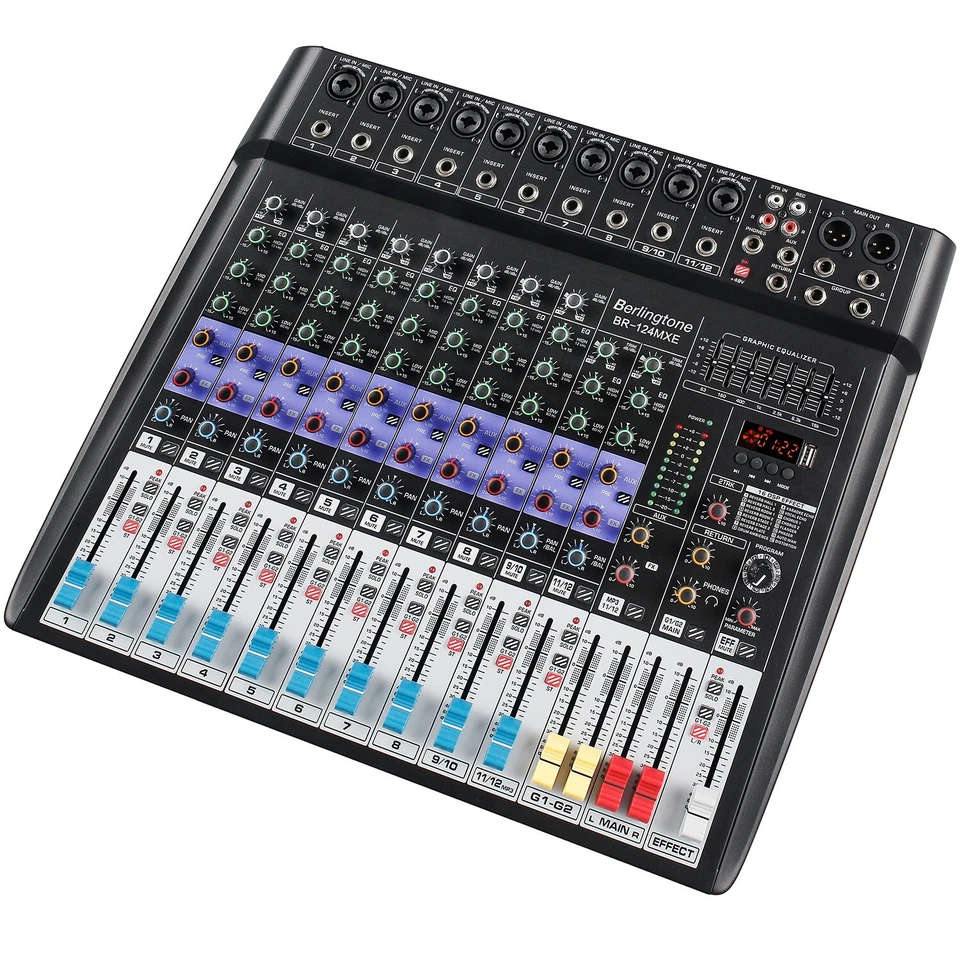 Berlingtone BR-124MX, Professional 12 - Channel Bluetooth Studio Audio Mixer - Image 2 of 4