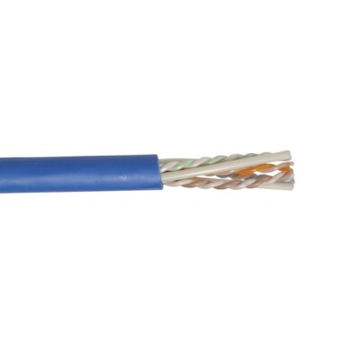 1000' 23 AWG 4 Pair Solid Conductor U/UTP Riser Rated Cat 6A Cable Blue Jacket