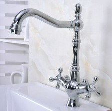 Chrome Dual Handles Kitchen Bathroom Faucet Hot Cold Basin Sink Swivel Mixer Tap