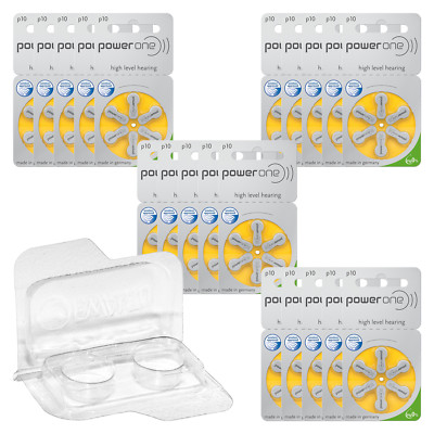 120x Varta Power One Hörgerätebatterien Gelb 10 + Transportbox f. 2 Zellen PR70