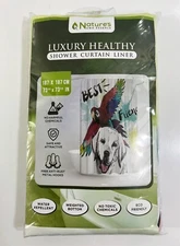 Nature's Own Essence Shower Curtain Liner "BEST FRIEND" Dog & Parrot  73" x 73"