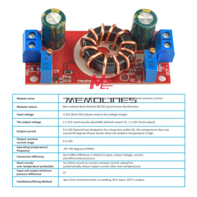 DC-DC 10A Constant Current/Voltage Converter LED Driver Step-Down Power Module