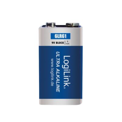 Logilink 9V Block Batterie 6LR61 Alkaline Ultra Power Blockbatterie Rauchmelder