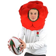ROSE HAT ENGLISH ROSE FANCY DRESS ENGLAND SPORT SUPPORTERS RED FLOWER RUGBY HAT