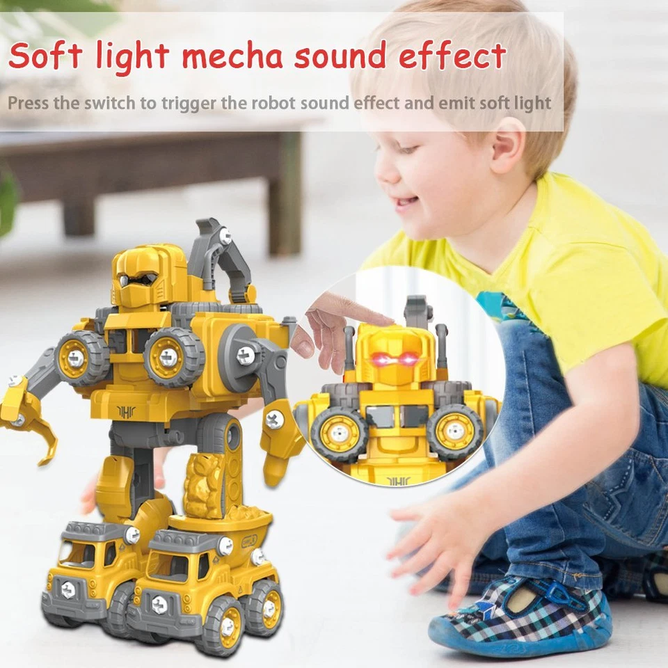 Juego de vehículos robot juguetes 5 en 1 para desmontar vehículos transformar STEM juguetes de construcción Foto 4 de 4