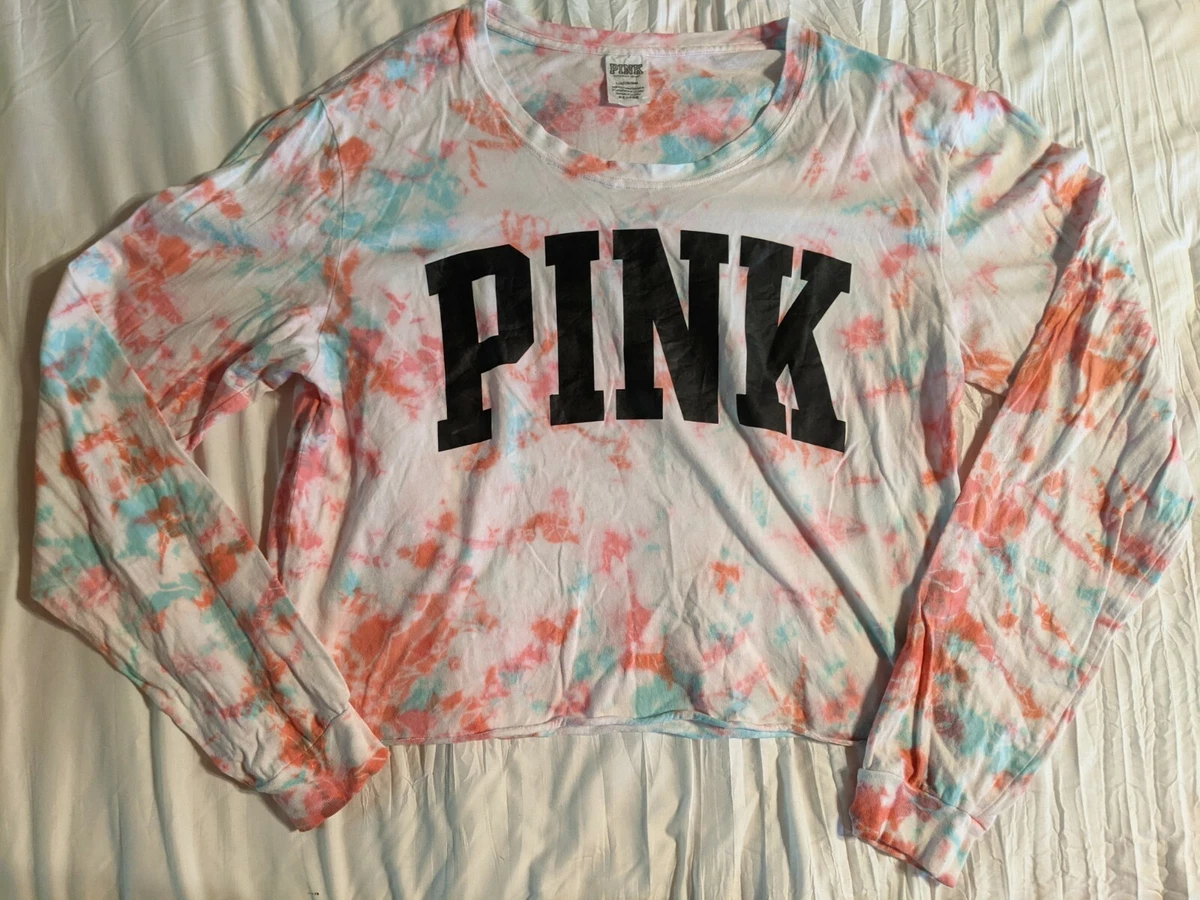 Victoria's Secret Pink Tie Dye Crop Long Sleeve Large