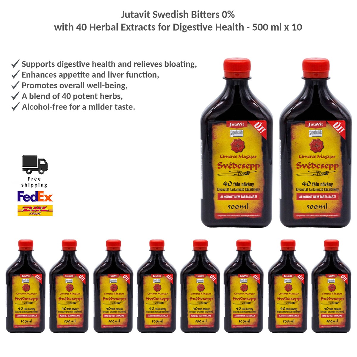 Jutavit Swedish Bitters with 40 Herbal Extracts 0% for Digestive